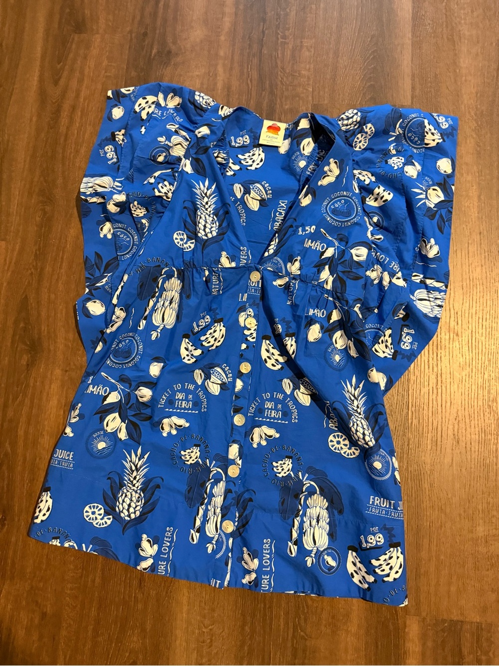 FARM Rio Blue White Tropical Mini Dress - Picture 6 of 8